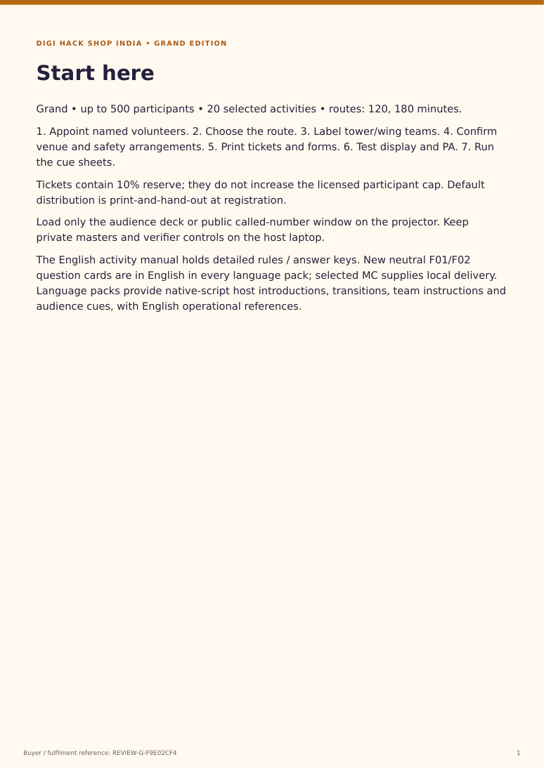 Actual RWA organiser guide